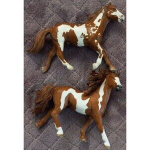 Lot Of 2 BROWN WHITE PAINT Stallion Horses by Schleich